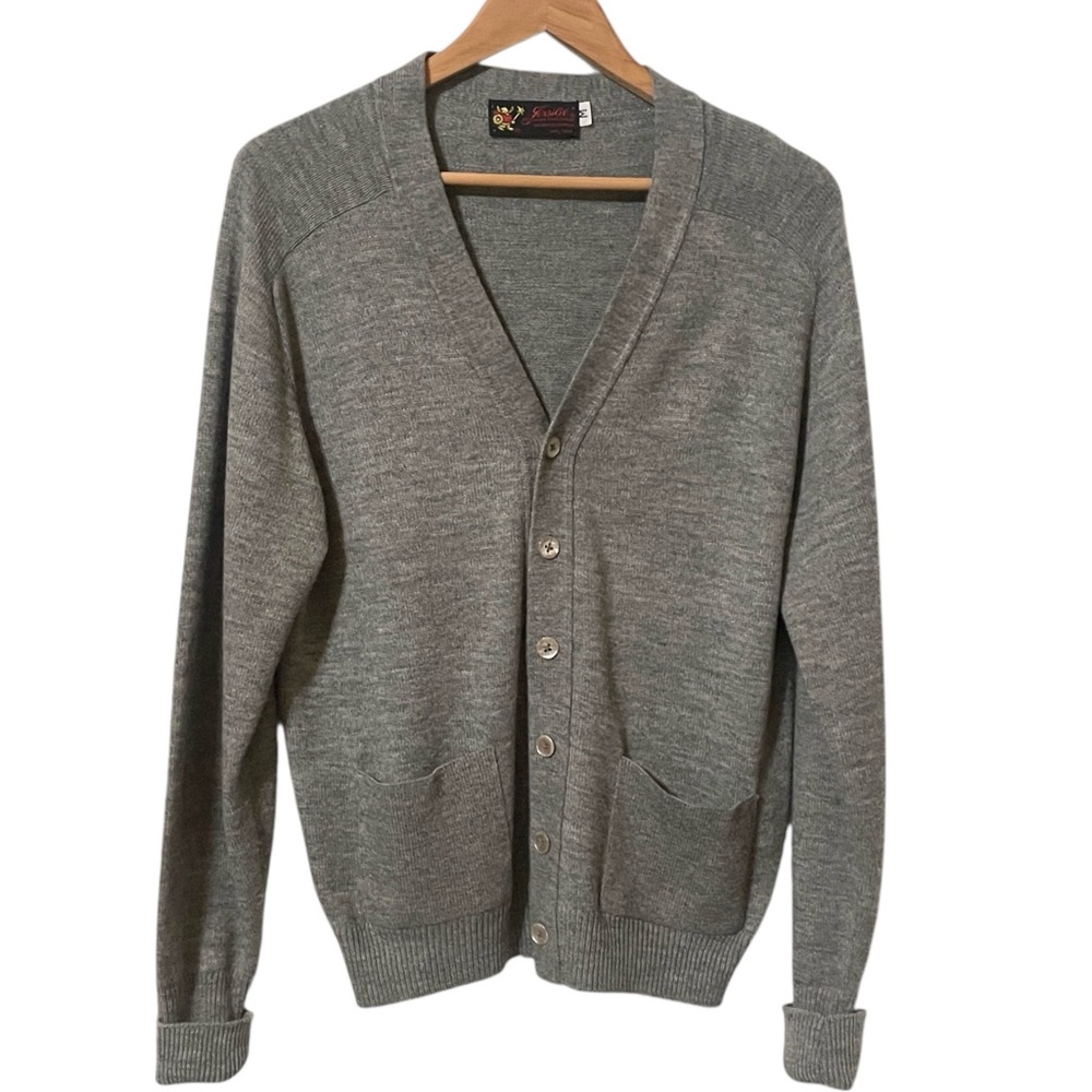 Vintage Jersild Men's Gray Cardigan Sweater Wool Blend Neenah WI Size Medium